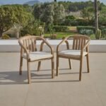 Palm 6 Seater Wooden Garden Dining Set with 4 Shiro Cushioned Chairs & Charlotte Bench - Image 2