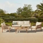 Shiro Wooden Garden Set with 3 Seater Sofa - 2 Shiro Armchairs & Nala Coffee Table