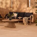 Shiro Wooden Garden Set with 3 Seater Sofa - 2 Shiro Navy Armchairs - Willow Coffee & Side Table - Image 2