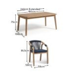 Saffron 6 Seater Extending Wooden Garden Dining Set with Shiro Navy Rope Chairs - Image 13