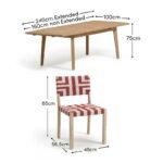 Saffron 6 Seater Extending Wooden Garden Dining Set with Saffron Paprika/Beige Chairs - Image 12