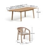 Saffron 6 Seater Extending Wooden Garden Dining Set with Shiro Chairs - Image 13