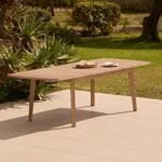 Saffron 6 Seater Extending Wooden Garden Dining Set with Saffron Natural/Beige Chairs - Image 2