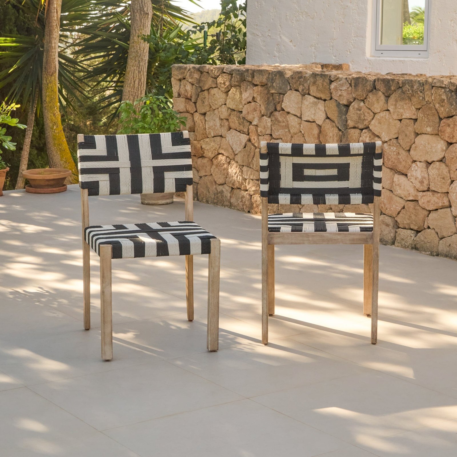 Saffron Brushed Light Acacia Garden Chair - Set of 2 - Beige/Black - Image 5