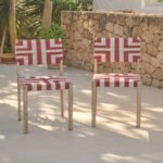 Saffron Brushed Light Acacia Garden Chair - Set of 2 - Beige/Paprika