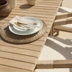 Saffron 6 Seater Extending Wooden Garden Dining Set with Shiro Beige Rope Chairs - Image 10