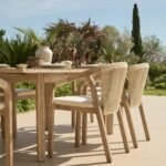 Saffron 6 Seater Extending Wooden Garden Dining Set with Shiro Beige Rope Chairs - Image 5