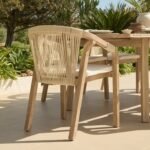 Saffron 6 Seater Extending Wooden Garden Dining Set with Shiro Beige Rope Chairs - Image 3