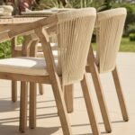 Saffron 6 Seater Extending Wooden Garden Dining Set with Shiro Beige Rope Chairs - Image 8