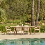 Saffron 6 Seater Extending Wooden Garden Dining Set with Shiro Beige Rope Chairs - Image 4