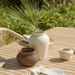 Saffron 6 Seater Extending Wooden Garden Dining Set with Shiro Beige Rope Chairs - Image 2