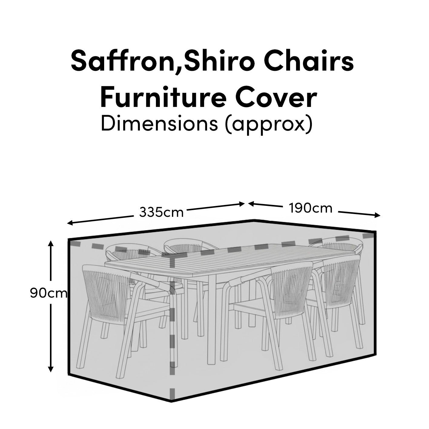 Rectangular Rain Cover 335x190x90cm - Saffron 6 Seater with Shiro Chairs - Shiro 8 Seater with Shiro or Nala Chairs - Willow 6 Seater - Image 1