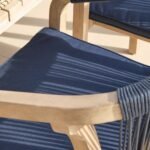 Shiro 6 Seater Round Wooden Garden Dining Set with Shiro Navy Rope Dining Chairs -160cm - Image 5