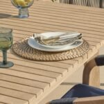 Saffron 6 Seater Extending Wooden Garden Dining Set with Shiro Navy Rope Chairs - Image 2