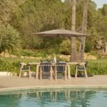 Fira Square 2.5m Cappuccino Cantilever Parasol with Octagonal Parasol Base - Image 2