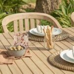 Saffron 6 Seater Extending Wooden Garden Dining Set with Shiro Chairs - Image 9