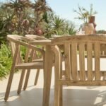 Saffron 6 Seater Extending Wooden Garden Dining Set with Shiro Chairs - Image 2