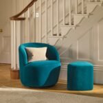 Sawyer 68cm Swivel Armchair & Alder 45cm Footstool - Deep Teal