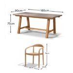 Shiro 180cm Dove Grey Concrete Dining Table Set - 6 Seater - Sasha Brushed Light Acacia Dining Chairs - Image 12