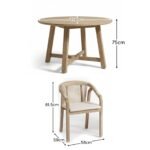 Shiro 4 Seater Round Wooden Garden Dining Set with Shiro Beige Rope Dining Chairs - 120cm - Image 8