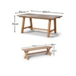 Shiro 6 Seater Dove Grey Garden Dining Set with 2 Charlotte Benches - Image 10