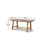 Shiro Brushed Light Acacia Garden Dining Table - Pale Grey Concrete - Image 6