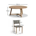 Shiro 6 Seater Round Wooden Garden Dining Set with Saffron Dining Chairs - Black/Beige - Image 14