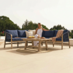 Shiro 5 Seater Wooden Garden Corner Sofa with Shiro Coffee Table - Navy
