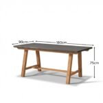 Shiro Brushed Light Acacia Garden Dining Table - Dove Grey Concrete - Image 6