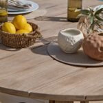 Shiro 6 Seater Round Wooden Garden Dining Set with Shiro Green Rope Dining Chairs - 160cm - Image 5