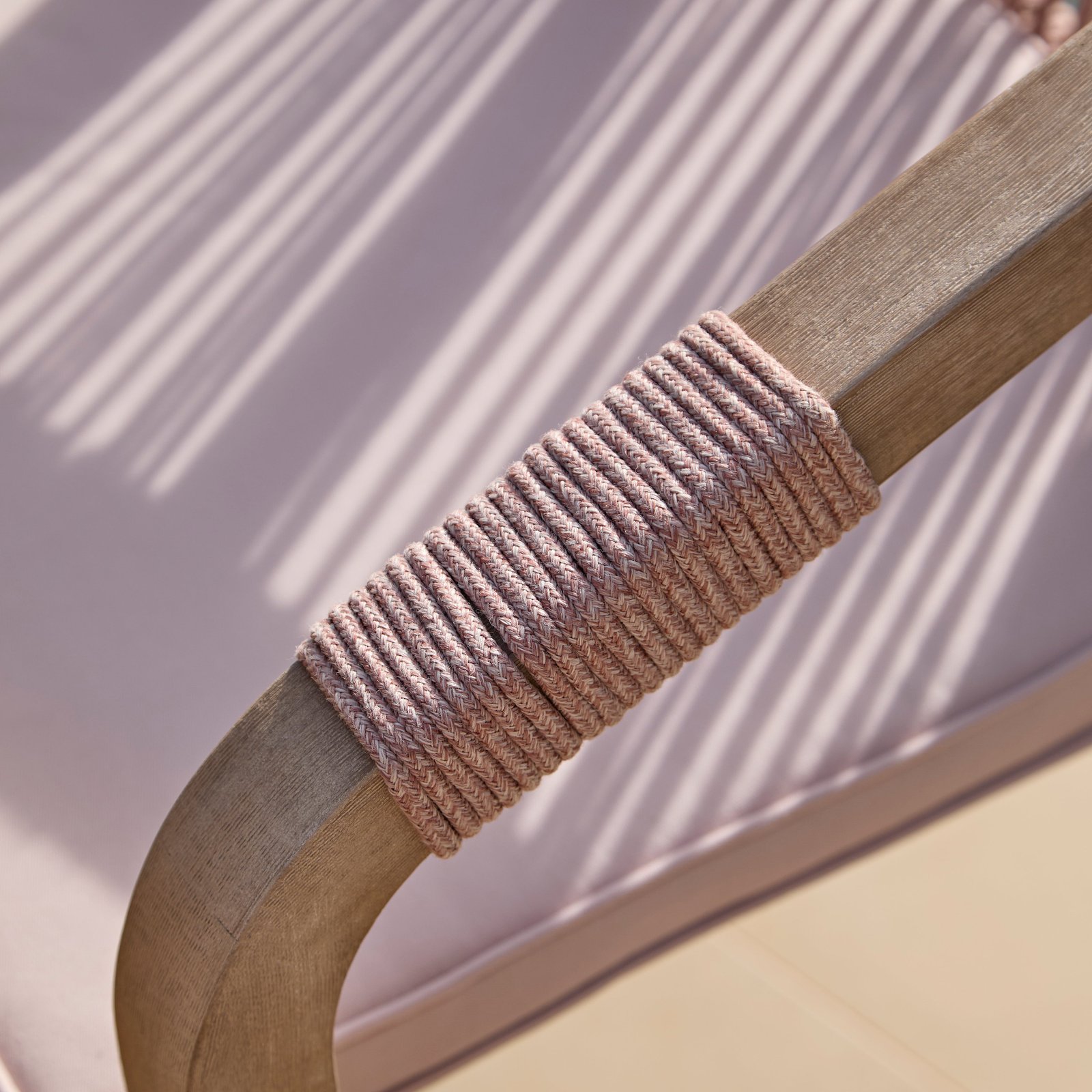 Shiro 6 Seater Wooden Garden Dining Set with Shiro Pink Rope Dining Chairs - 160cm - Image 7