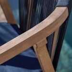 Shiro 4 Seater Round Wooden Garden Dining Set with Shiro Navy Rope Dining Chairs - 120cm - Image 7