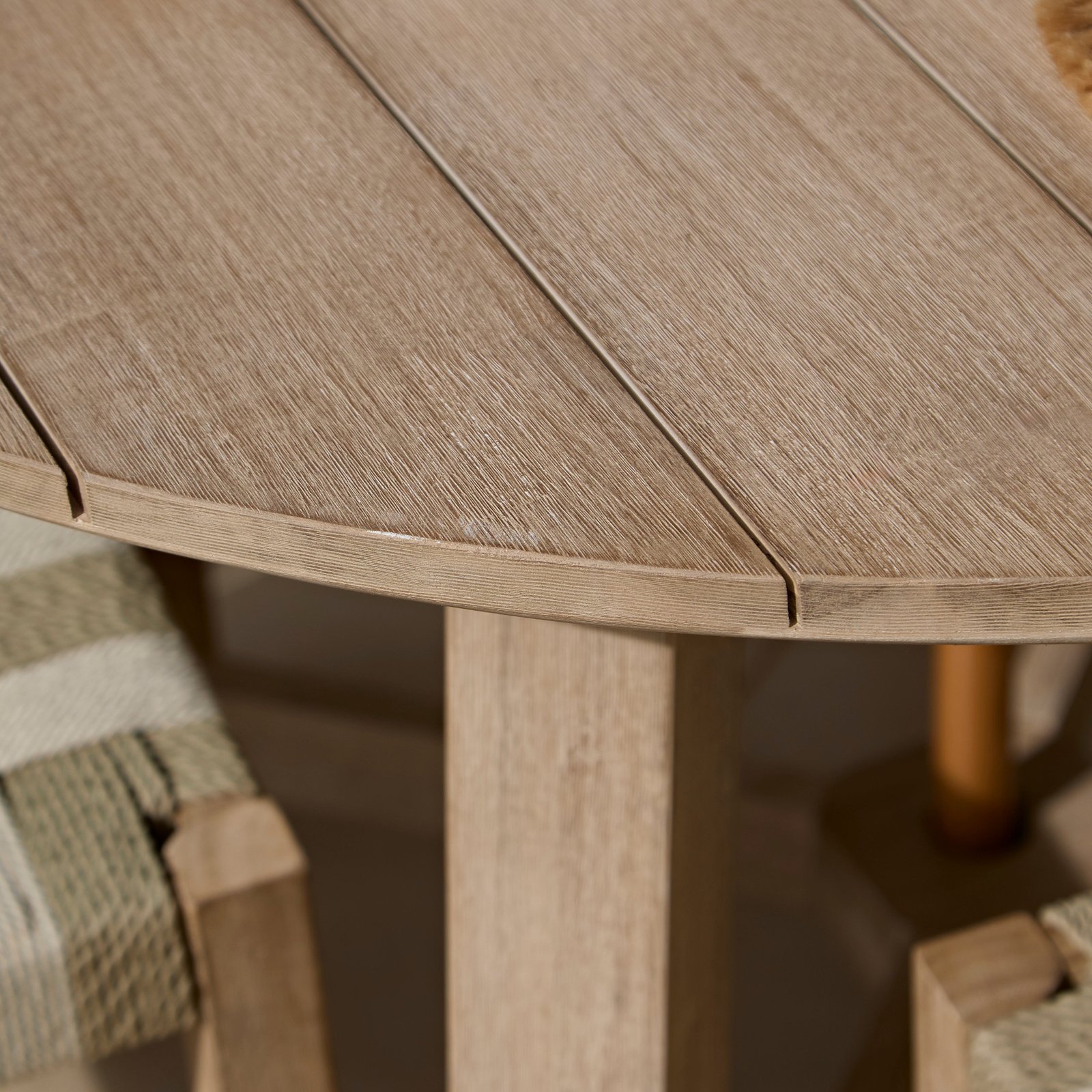 Shiro 6 Seater Round Wooden Garden Dining Set with Shiro Green Rope Dining Chairs - 160cm - Image 8