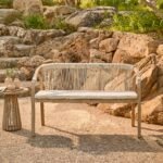 Shiro 6 Seater Wooden Garden Dining Set with Shiro Beige Rope Chairs & Bench - 180cm - Image 3