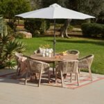 Round 2.7m Cream LED Premium Parasol with 25kg Parasol Base - Black Concrete - Image 2