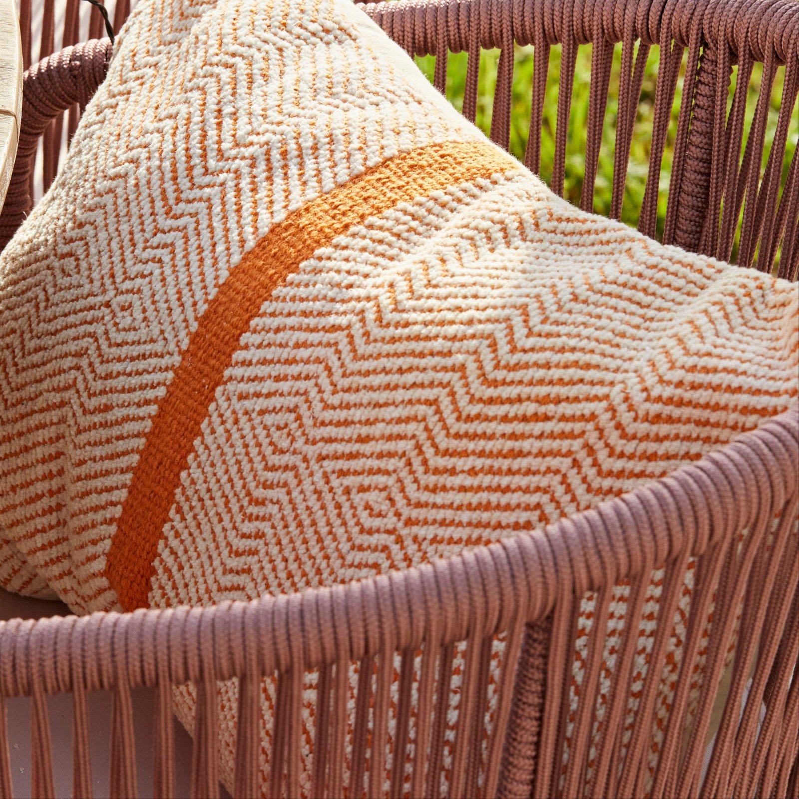 Outlet - Hali Clay Pink Rope Chair with Cushions - Set of 2 - Image 4