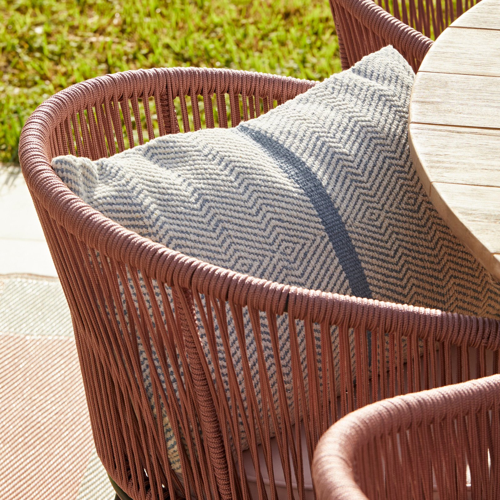 Outlet - Hali Clay Pink Rope Chair with Cushions - Set of 2 - Image 3