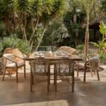 Shiro 6 Seater Wooden Garden Dining Set with Shiro Beige Rope Dining Chairs - Image 4