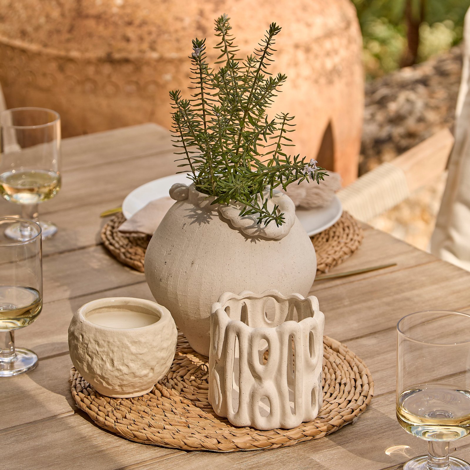 Shiro 6 Seater Wooden Garden Dining Set with Shiro Green Rope Dining Chairs - Image 12