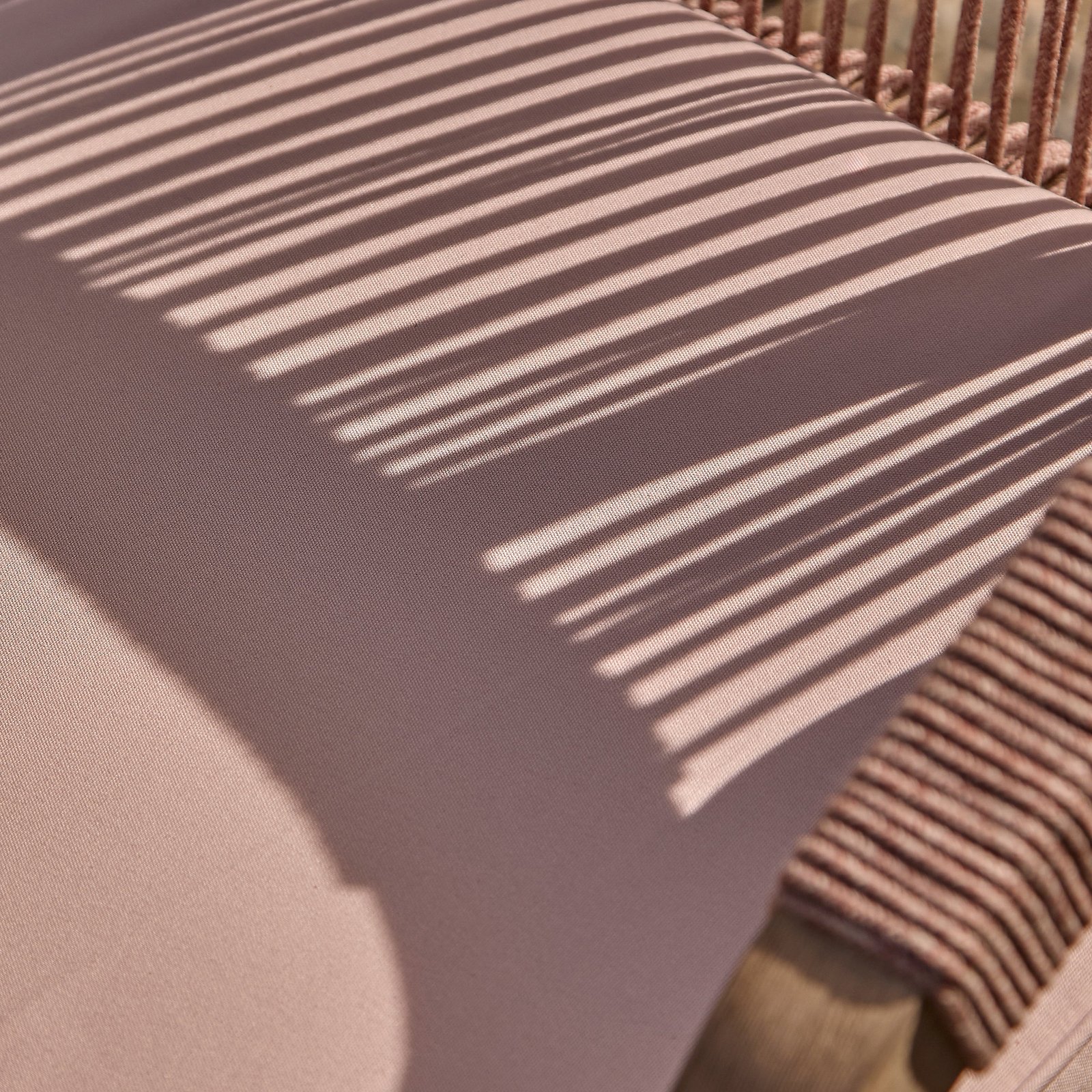 Shiro 6 Seater Wooden Garden Dining Set with Shiro Pink Rope Dining Chairs - 160cm - Image 5