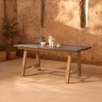 Shiro 6 Seater Dove Grey Garden Dining Set with 2 Charlotte Benches - Image 3