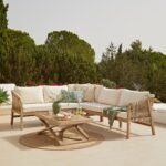 Shiro Wooden Garden Corner Sofa Set with Akira Coffee Table