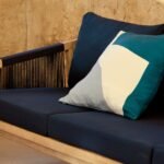 Shiro 5 Seater Wooden Garden Sofa Set with Shiro Coffee Table - Navy - Image 3