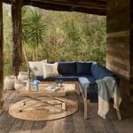 Shiro Garden Corner Sofa with Navy Cushions with Akira Coffee Table Set - Image 5