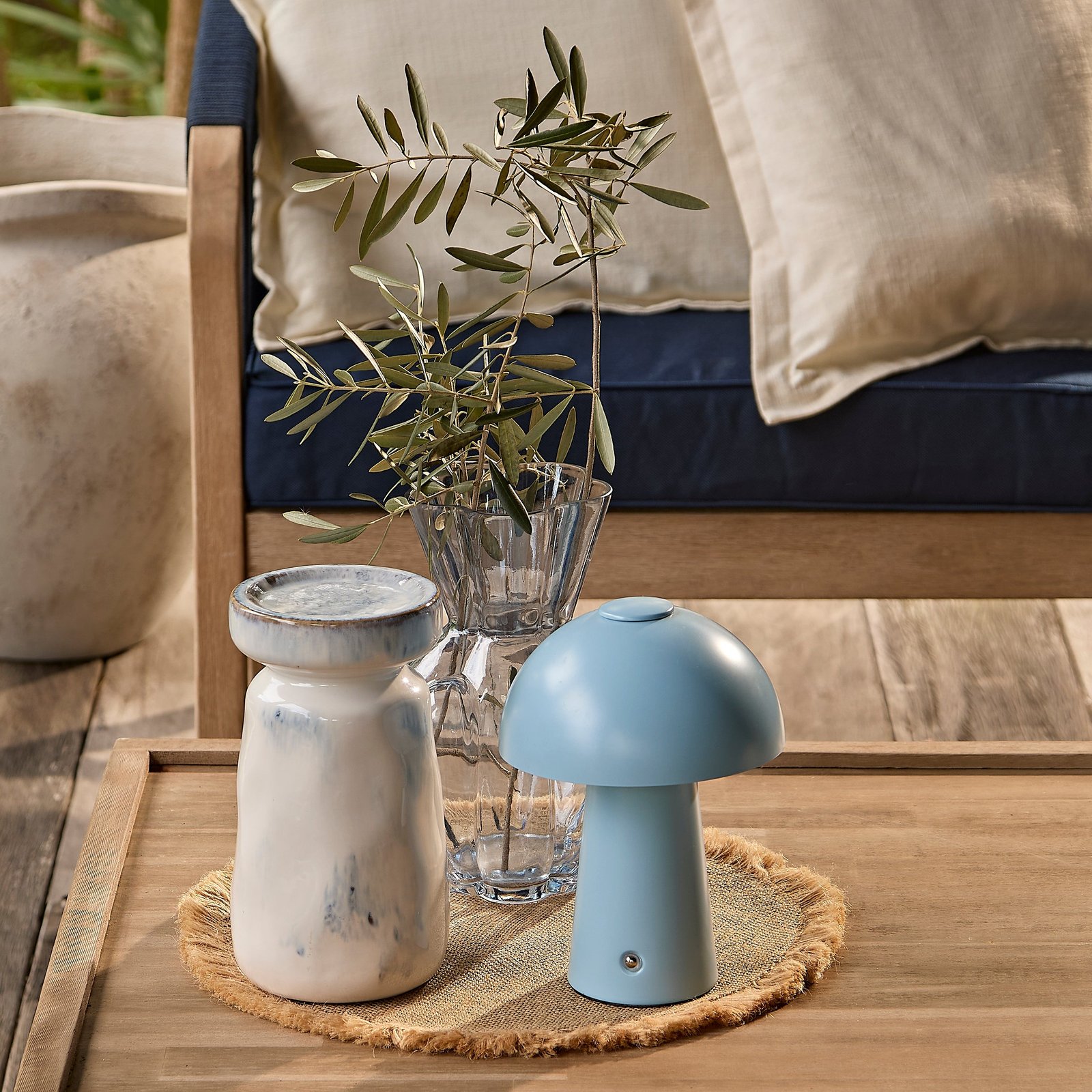 Shiro Garden Corner Sofa with Navy Cushions with Akira Coffee Table Set - Image 8