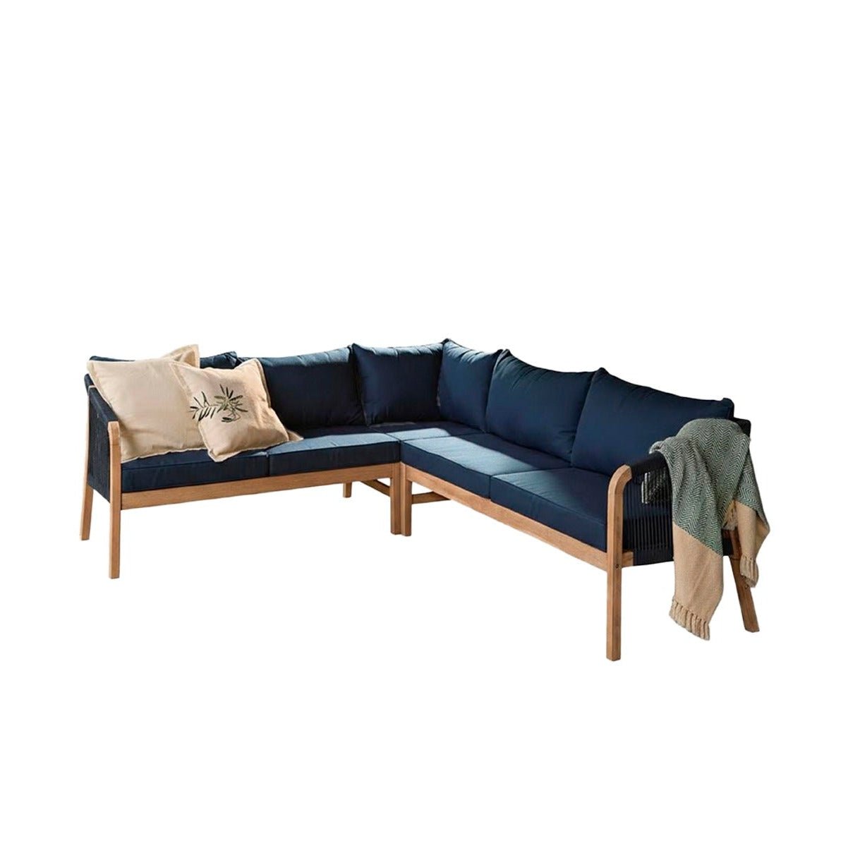 Shiro Garden Corner Sofa with Navy Cushions with Akira Coffee Table Set - Image 11