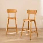 Outlet - Silvester Classic Oak Bar Stool with Backrest