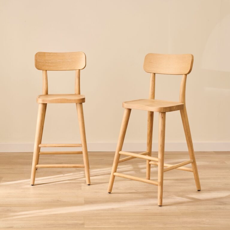 Silvester Bar Stool with Back Whitewash Oak 2 Home Retail