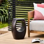 Sohan Garden Concrete Garden Side Table - Lava Black - Image 2