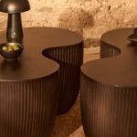 Sohan 84cm Kidney Garden Coffee Table - Set of 2 - Lava Black - Image 2